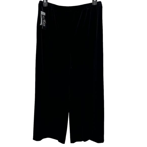 Alex Evenings Black Velvet Pull On Ankle Pants Womens Size XL Wide Leg - Picture 1 of 6